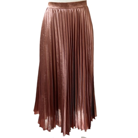 Allegra K Knife Pleated Satin Midi Skirt Size Large NWT - Picture 2 of 10